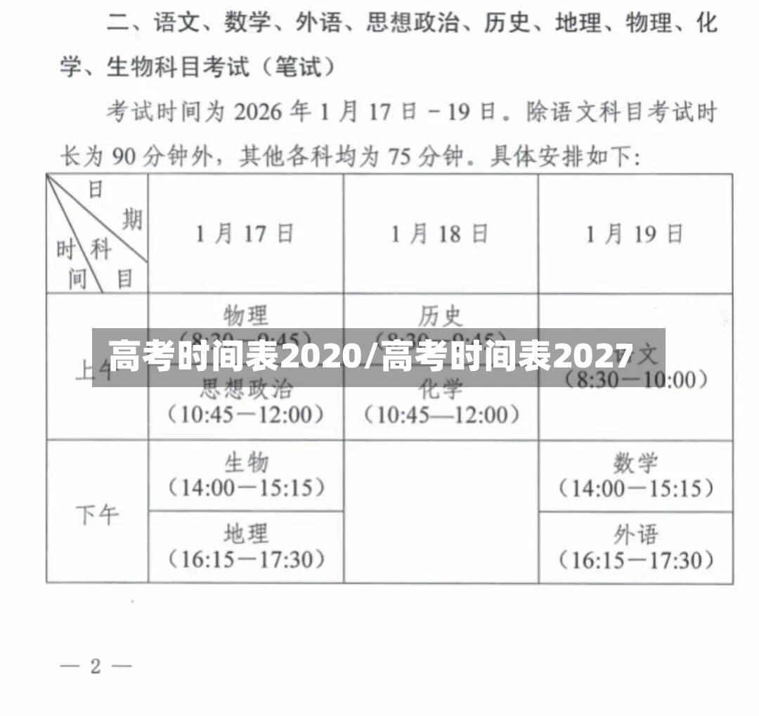 高考时间表2020/高考时间表2027-第2张图片