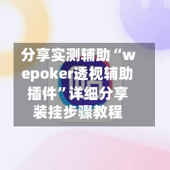 分享实测辅助“wepoker透视辅助插件”详细分享装挂步骤教程