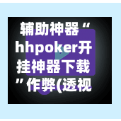 辅助神器“hhpoker开挂神器下载”作弊(透视)透视辅助-第2张图片