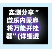 实测分享“微乐内蒙麻将万能开挂器”(详细透视教程)-第2张图片
