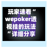 玩家速看“wepoker透视挂的玩法	”详细分享装挂步骤-第2张图片