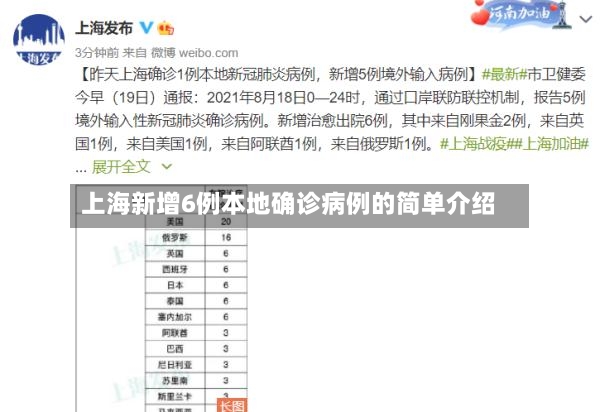 上海新增6例本地确诊病例的简单介绍