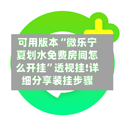 可用版本“微乐宁夏划水免费房间怎么开挂”透视挂!详细分享装挂步骤-第3张图片