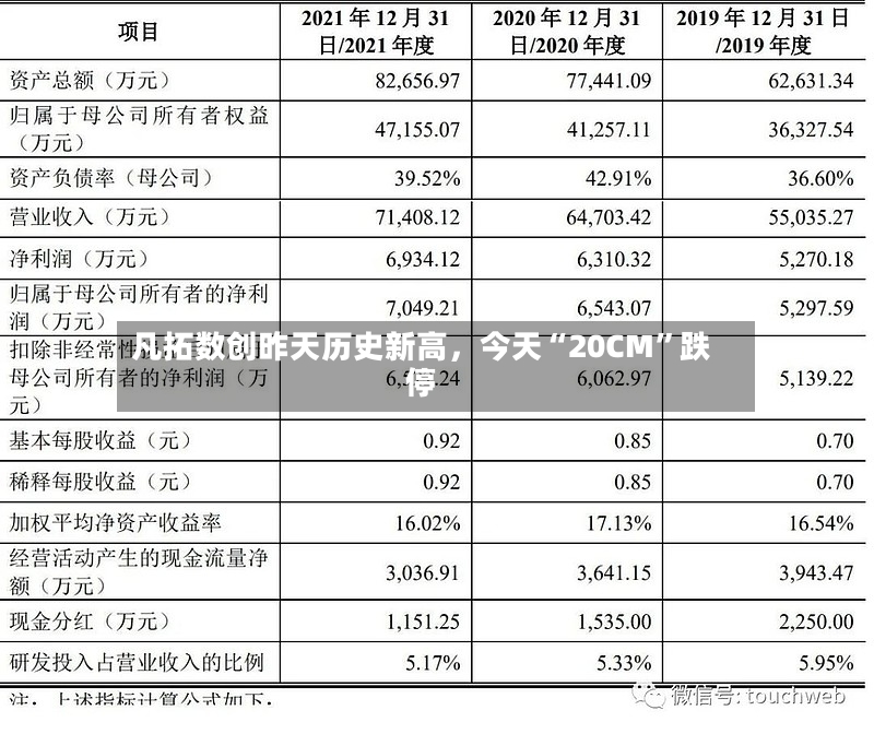 凡拓数创昨天历史新高，今天“20CM	”跌停-第3张图片
