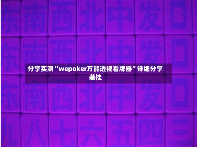 分享实测“wepoker万能透视看牌器”详细分享装挂-第3张图片