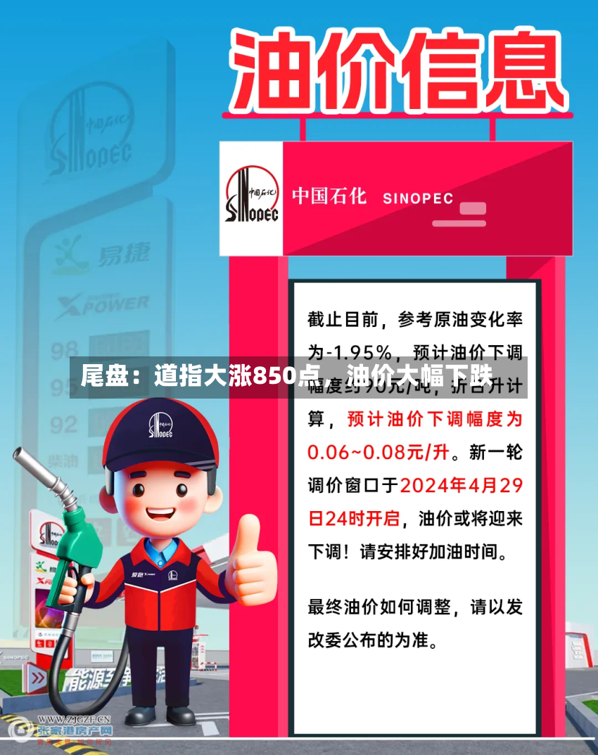 尾盘：道指大涨850点，油价大幅下跌