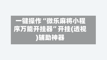 一键操作“微乐麻将小程序万能开挂器”开挂(透视)辅助神器-第3张图片