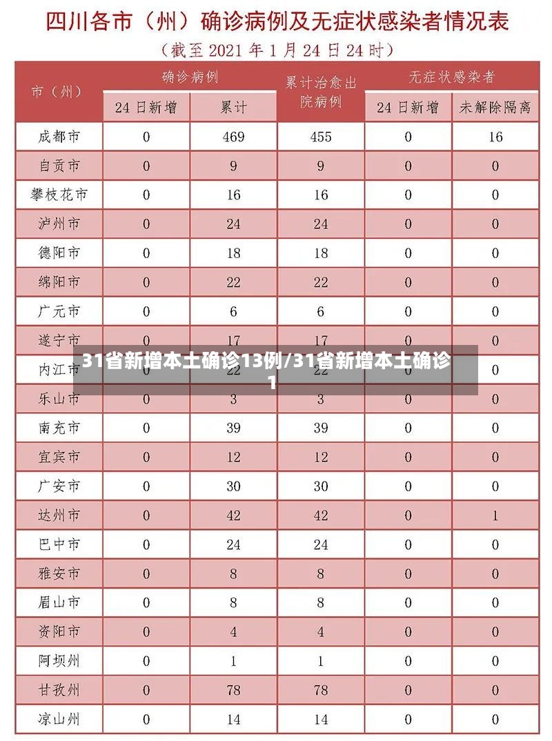 31省新增本土确诊13例/31省新增本土确诊1