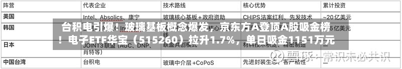 台积电引爆！玻璃基板概念爆发，京东方A登顶A股吸金榜！电子ETF华宝（515260）拉升1.7%，单日吸金1151万元