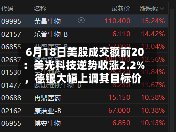 6月18日美股成交额前20：美光科技逆势收涨2.2%，德银大幅上调其目标价-第2张图片