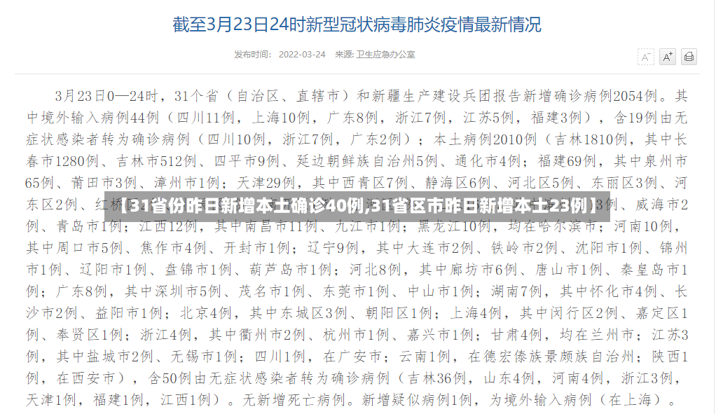 【31省份昨日新增本土确诊40例,31省区市昨日新增本土23例】-第2张图片