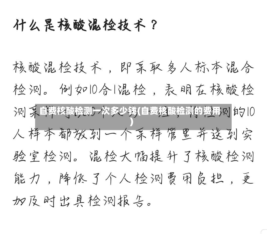 自费核酸检测一次多少钱(自费核酸检测的费用)