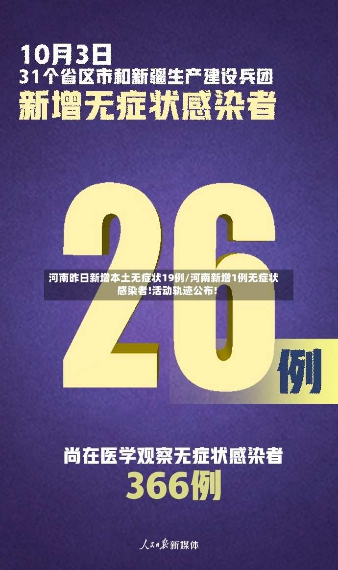 河南昨日新增本土无症状19例/河南新增1例无症状感染者!活动轨迹公布!