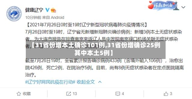 【31省份增本土确诊101例,31省份增确诊25例 其中本土5例】