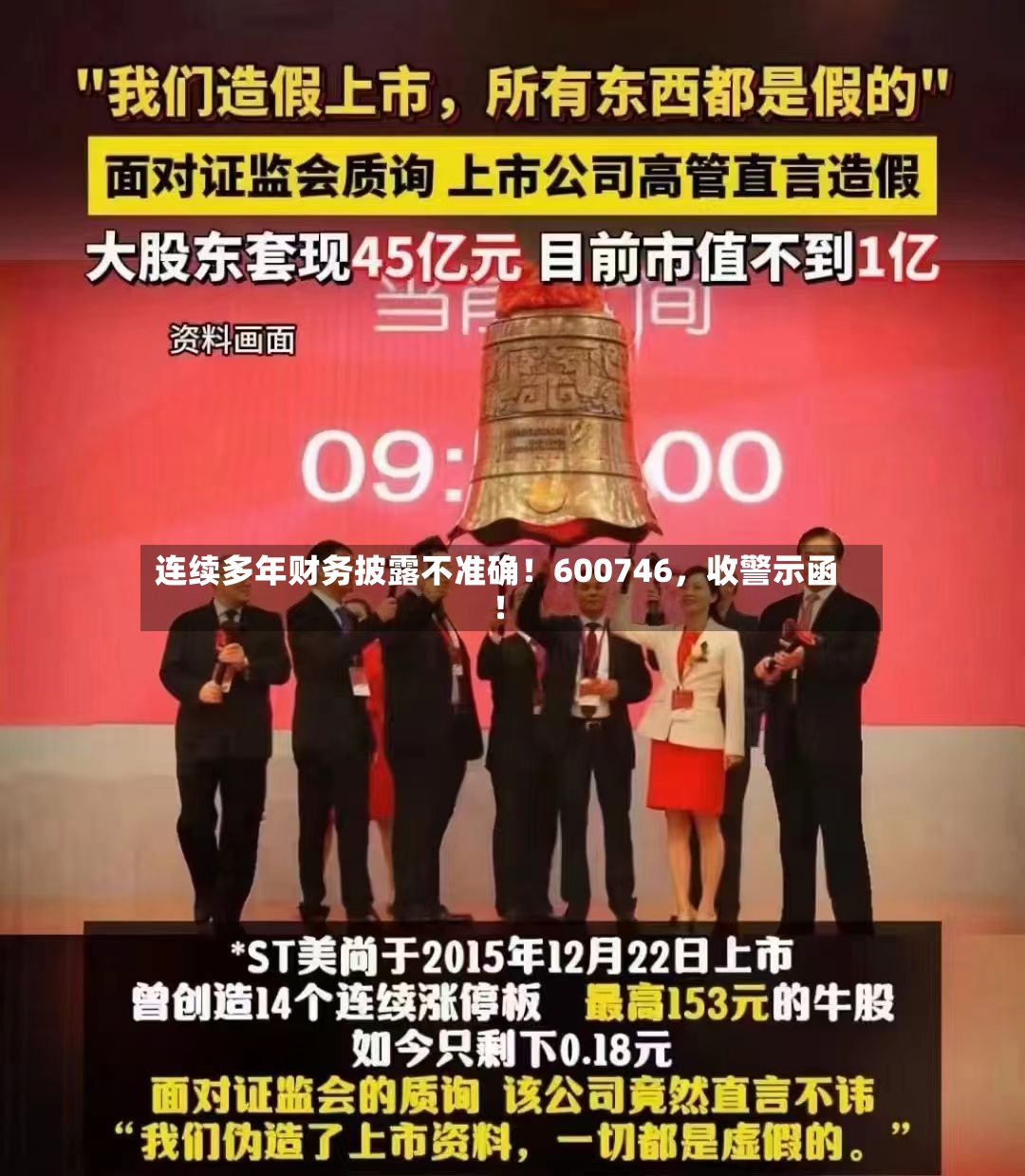 连续多年财务披露不准确！600746，收警示函！