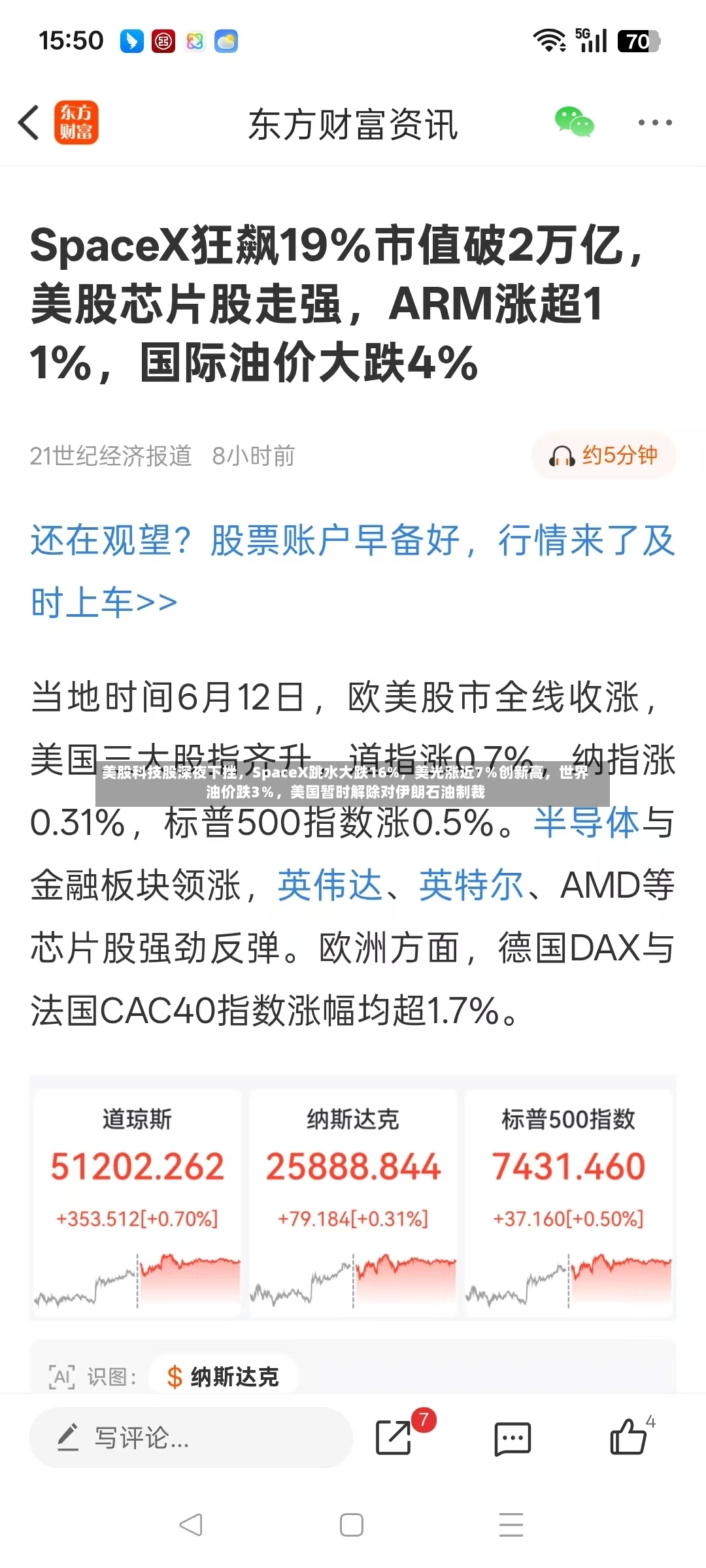 美股科技股深夜下挫，SpaceX跳水大跌16%	，美光涨近7％创新高，世界油价跌3％，美国暂时解除对伊朗石油制裁-第2张图片