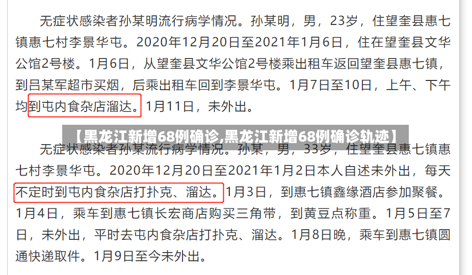 【黑龙江新增68例确诊,黑龙江新增68例确诊轨迹】-第2张图片