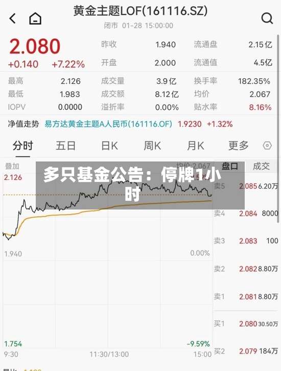 多只基金公告：停牌1小时